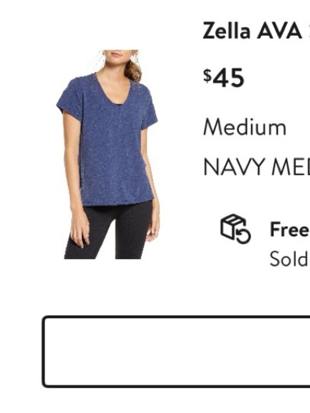 Zella Heathered Navy V-Neck Short Sleeve Tee